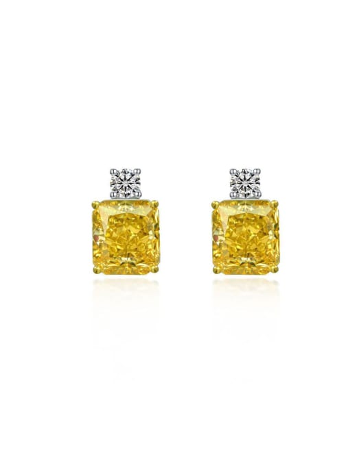 Yellow [e 1795] 925 Sterling Silver High Carbon Diamond Geometric Dainty Stud Earring